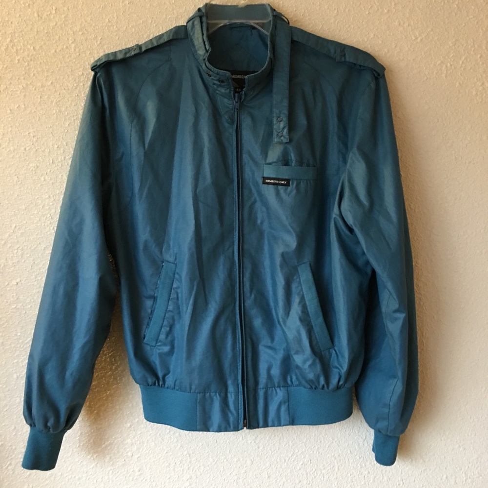Members only teal blue zip up jacket vintage